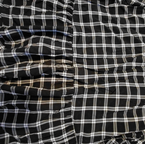Loft Black White Check Blouse Ruffle Long Sleeve - Picture 3 of 8